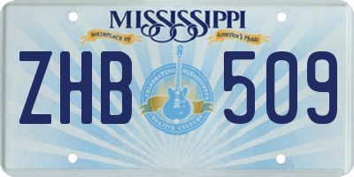 MS license plate ZHB509
