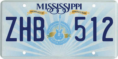 MS license plate ZHB512