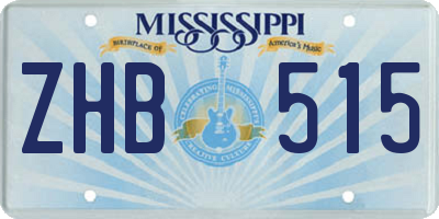 MS license plate ZHB515