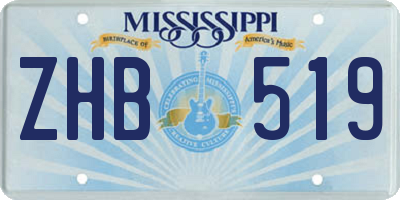 MS license plate ZHB519