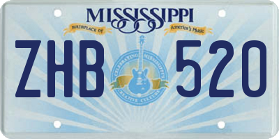 MS license plate ZHB520