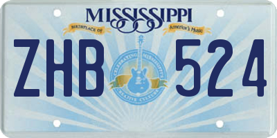 MS license plate ZHB524