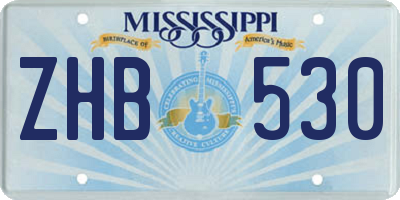 MS license plate ZHB530