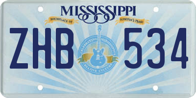 MS license plate ZHB534