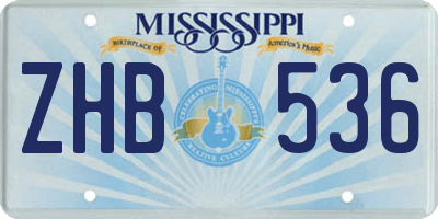 MS license plate ZHB536