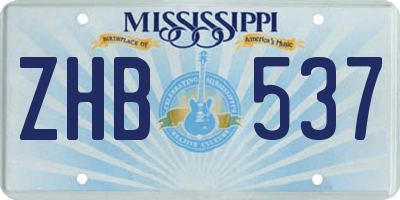 MS license plate ZHB537