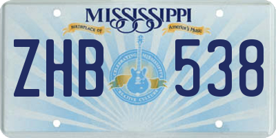 MS license plate ZHB538