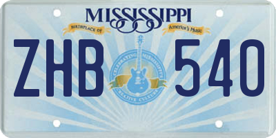 MS license plate ZHB540