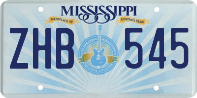 MS license plate ZHB545