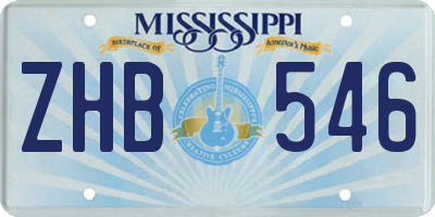 MS license plate ZHB546