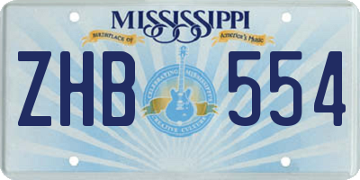 MS license plate ZHB554