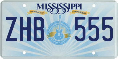 MS license plate ZHB555