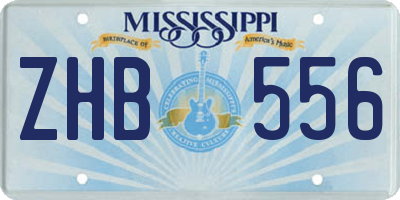 MS license plate ZHB556