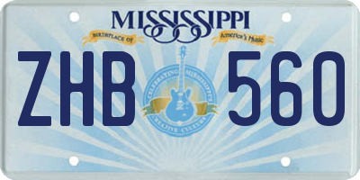 MS license plate ZHB560