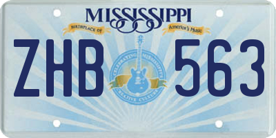 MS license plate ZHB563