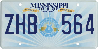 MS license plate ZHB564