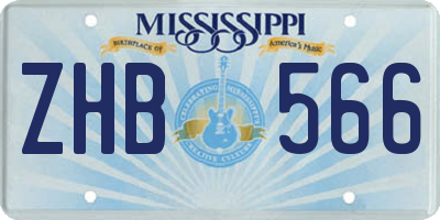MS license plate ZHB566