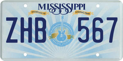 MS license plate ZHB567