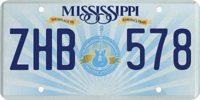 MS license plate ZHB578