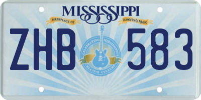 MS license plate ZHB583