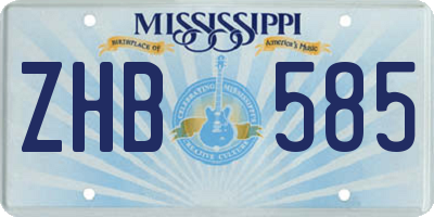 MS license plate ZHB585