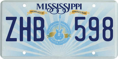 MS license plate ZHB598