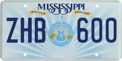 MS license plate ZHB600