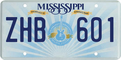 MS license plate ZHB601