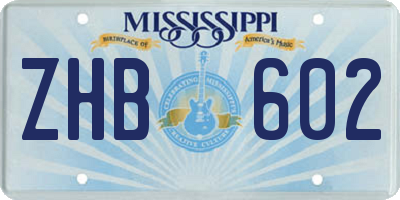 MS license plate ZHB602