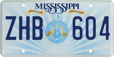 MS license plate ZHB604