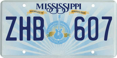 MS license plate ZHB607