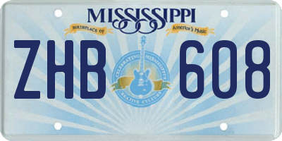 MS license plate ZHB608