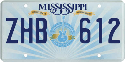 MS license plate ZHB612