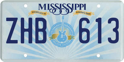 MS license plate ZHB613
