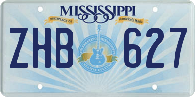 MS license plate ZHB627