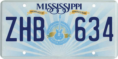 MS license plate ZHB634