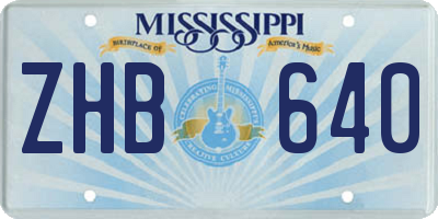 MS license plate ZHB640