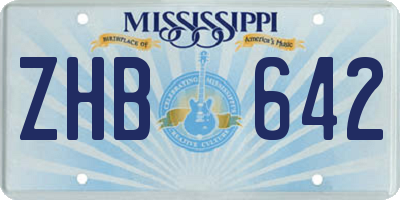 MS license plate ZHB642