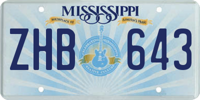 MS license plate ZHB643