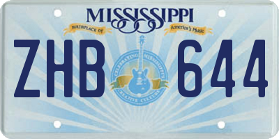 MS license plate ZHB644