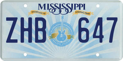 MS license plate ZHB647