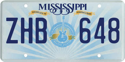 MS license plate ZHB648
