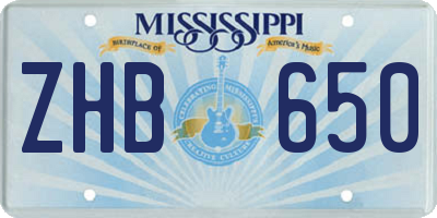 MS license plate ZHB650