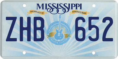 MS license plate ZHB652