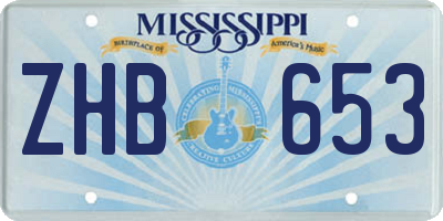 MS license plate ZHB653