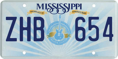MS license plate ZHB654