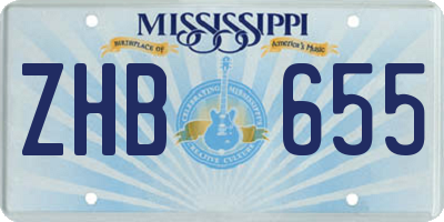 MS license plate ZHB655