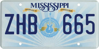 MS license plate ZHB665