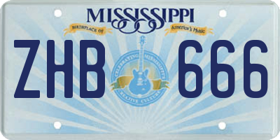 MS license plate ZHB666