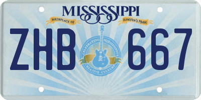 MS license plate ZHB667
